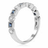ESTATE .49CT DIAMOND & AAA SAPPHIRE 14KT WHITE GOLD 3D FILIGREE ANNIVERSARY RING