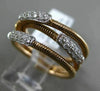 ESTATE .27CT DIAMOND 18KT WHITE & ROSE GOLD 3D 3 ROW CRISS CROSS FLEXIBLE RING