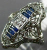 ANTIQUE .21CT OLD MINE DIAMOND & AAA SAPPHIRE 18K WHITE GOLD FILIGREE RING 19859