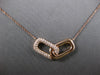ESTATE .26CT DIAMOND 14K ROSE GOLD 3D RECTANGULAR LOVE KNOT V SHAPE FUN NECKLACE