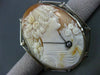 ANTIQUE LARGE OLD MINE DIAMOND 14KT WHITE GOLD FILIGREE CAMEO BROOCH PIN #11970