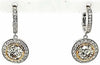 5.05CT WHITE & FANCY YELLOW DIAMOND 18KT 2 TONE GOLD ROUND HALO HANGING EARRINGS