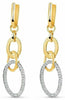 ESTATE .48CT DIAMOND 18KT TWO TONE GOLD 3D CLASSIC LOVE OVAL HANGING EARRINGS