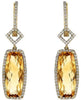 8.16CT DIAMOND & AAA CITRINE 14KT YELLOW GOLD CUSHION & ROUND HANGING EARRINGS