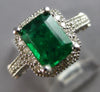 LARGE 2.22CT DIAMOND & AAA EMERALD 14KT WHITE GOLD SQUARE ENGAGEMENT RING #28083