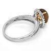 ESTATE 3.75CT DIAMOND & AAA RED SAPPHIRE 18K 2 TONE GOLD 3D HALO ENGAGEMENT RING