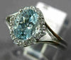 ESTATE .83CT DIAMOND & AAA OVAL CUT AQUAMARINE 14K WHITE GOLD 3D ENGAGEMENT RING