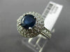 ESTATE WIDE 3.06CT DIAMOND & SAPPHIRE 14K WHITE GOLD DOUBLE HALO ENGAGEMENT RING