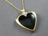 LARGE .15CT DIAMOND & ONYX 14KT YELLOW GOLD HEART SHAPE PENDANT ENHANCER #27044