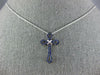 ESTATE SMALL .18CT AAA SAPPHIRE 18KT WHITE GOLD 3D FILIGREE CROSS PENDANT