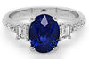 2.96CT DIAMOND & AAA SAPPHIRE 18KT WHITE GOLD 3D OVAL EMERALD CUT & ROUND RING