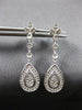 ESTATE .3CT DIAMOND 14KT WHITE GOLD 3D PAVE TEAR DROP FLOWER HANGING EARRINGS