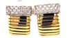 ESTATE .73CT DIAMOND 18KT 2 TONE GOLD 3D ROUND PAVE SNAKE FUN HANGING EARRINGS