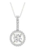 ESTATE .15CT DIAMOND 14KT WHITE GOLD 3D SOLITAIRE ROUND HALO FLOATING PENDANT
