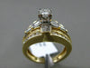 ESTATE LARGE 1.40CT ROUND PRINCESS BAGUETTE CUT DIAMOND 14K GOLD ENGAGEMENT RING