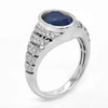 LARGE 3.27CT DIAMOND & AAA SAPPHIRE 18K WHITE GOLD 3D OVAL BEZEL ENGAGEMENT RING