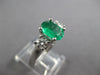 Estate 1.54Ct Diamond & Aaa Emerald 14Kt White Gold Oval 3 Stone Engagement Ring
