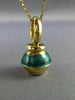 ESTATE AAA GREEN ENAMEL 14KT YELLOW GOLD 3D FUN FLOATING PENDANT #MILANO025