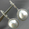 ESTATE .64CT DIAMOND & AAA SOUTH SEA PEARL 18KT WHITE GOLD HALO HANGING EARRINGS