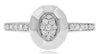 ESTATE .18CT DIAMOND 14KT WHITE GOLD 3D HAMMERED LOOK CLUSTER OVAL FUN RING