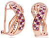 .74CT DIAMOND & AAA PINK SAPPHIRE 14KT ROSE GOLD MULTI ROW CRISS CROSS EARRINGS