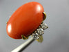 EXTRA LARGE .55CT DIAMOND & AAA CORAL 18KT 2 TONE GOLD CLASSIC OVAL & ROUND RING