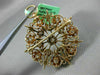 ANTIQUE EXTRA LARGE 1.75CT DIAMOND 18KT YELLOW GOLD 3D FLOWER FUN PENDANT BROOCH