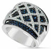 WIDE 3.10CT DIAMOND & AAA SAPPHIRE 18KT WHITE GOLD CRISS CROSS ANNIVERSARY RING
