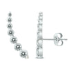 ESTATE 1.25CT DIAMOND 14KT WHITE GOLD CLASSIC ROUND JOURNEY EAR CLIMBER EARRINGS