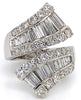 LARGE 2.88CT DIAMOND 18K WHITE GOLD 3D ROUND & BAGUETTE JOURNEY CRISS CROSS RING