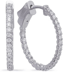 ESTATE .55CT DIAMOND 14KT WHITE GOLD 3D CLASSIC INSIDE OUT HOOP HANGING EARRINGS