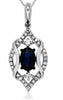 ESTATE .78CT DIAMOND & AAA SAPPHIRE 14K WHITE GOLD 3D TEAR DROP FLOATING PENDANT