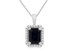 2.5CT DIAMOND & AAA SAPPHIRE 14K WHITE GOLD EMERALD CUT & ROUND FLOATING PENDANT
