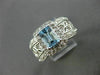 ESTATE 1.84CT DIAMOND & AAA AQUAMARINE 14K WHITE GOLD FILIGREE FLORAL RING 21324