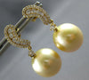 ESTATE LARGE .6CT DIAMOND & AAA GOLDEN SOUTH SEA PEARL 18K YELLOW GOLD CHANNEL EARRINGS