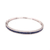 ESTATE 2.92CT DIAMOND & AAA SAPPHIRE 14KT WHITE GOLD 3 ROW CUFF BANGLE BRACELET