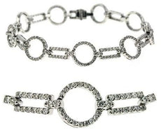 2.28CT DIAMOND 14KT WHITE GOLD ROUND CIRCLE OF LIFE RECTANGULAR TENNIS BRACELET
