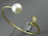 ESTATE LARGE .22CT DIAMOND & AAA SOUTH SEA PEARL 18K YELLOW GOLD BANGLE BRACELET