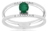 .40CT DIAMOND & AAA EMERALD 14KT WHITE GOLD 3D OVAL & ROUND DOUBLE BAND FUN RING
