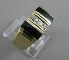 ESTATE .08CTW DIAMOND BLACK ONYX 14KT YELLOW GOLD STRIPE MENS RING F/G VS #20702