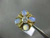 ESTATE WIDE .14CT DIAMOND & AAA OPAL 14K YELLOW GOLD 3D MATTE SHINY 5 STONE RING