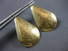 LARGE 14KT YELLOW GOLD TEAR DROP FLORAL HAND ETCHED FUN HANGING EARRINGS #28300