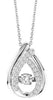 ESTATE .20CT DIAMOND 14KT WHITE GOLD SOLITAIRE TEAR DROP FLOATING FUN PENDANT