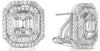 LARGE 1.35CT DIAMOND 14KT WHITE GOLD 3D OCTAGON INVISIBLE HALO CLIP ON EARRINGS