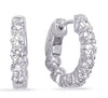 1.50CT DIAMOND 14K WHITE GOLD 3D ROUND SHARED PRONG HUGGIE HOOP HANGING EARRINGS