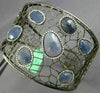 EXTRA LARGE 15.78CT DIAMOND & AAA SLICED SAPPHIRE 18K BLACK GOLD BANGLE BRACELET