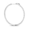 LARGE 2.00CT DIAMOND 14K WHITE GOLD 3D CLASSIC INSIDE OUT HOOP HANGING EARRINGS