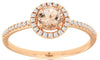 ESTATE .52CT DIAMOND & AAA MORGANITE 14K ROSE GOLD 3D ROUND HALO ENGAGEMENT RING