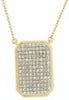 LARGE .50CT DIAMOND 14KT YELLOW GOLD PAVE SQUARE OCTAGON DOG TAG UNISEX NECKLACE