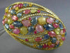 LARGE 32.10CT DIAMOND & AAA MULTI COLOR SAPPHIRE 18K YELLOW GOLD BANGLE BRACELET